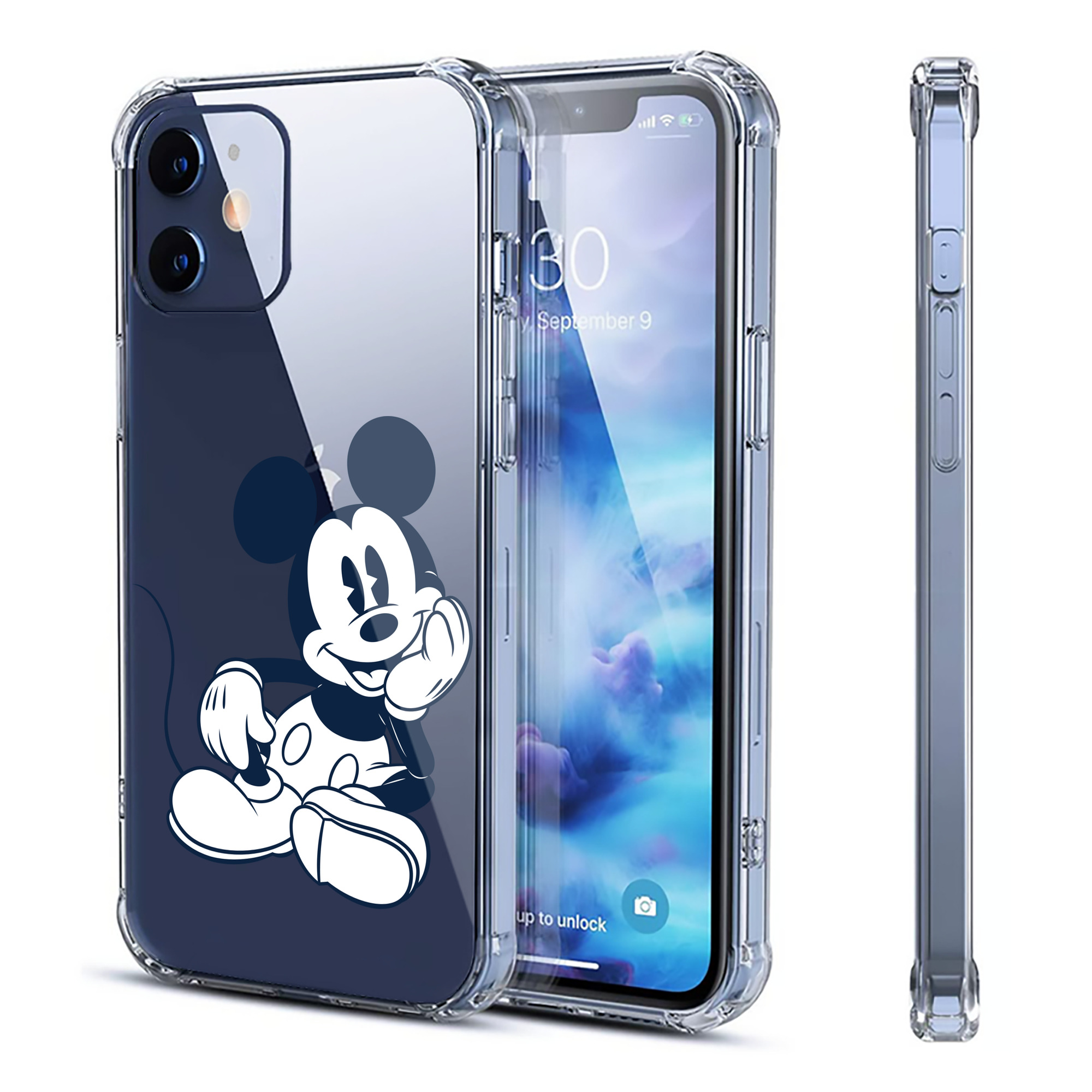 （画像用） ミッキーマウス Mickey Mouse 【iPhone 12シリーズ対応】透明スマホケース（クリアソフトケース）